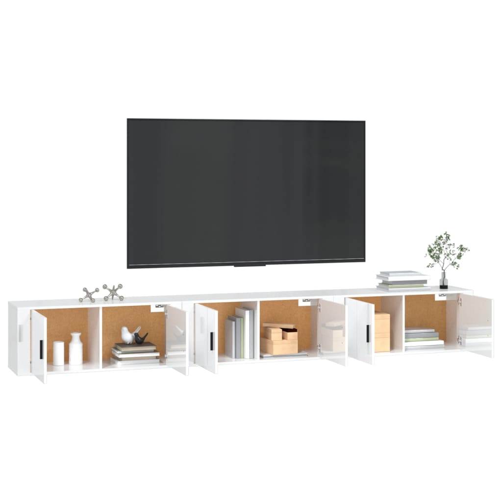 Wall-mounted TV Cabinets 3 pcs High Gloss White 100x34.5x40 cm