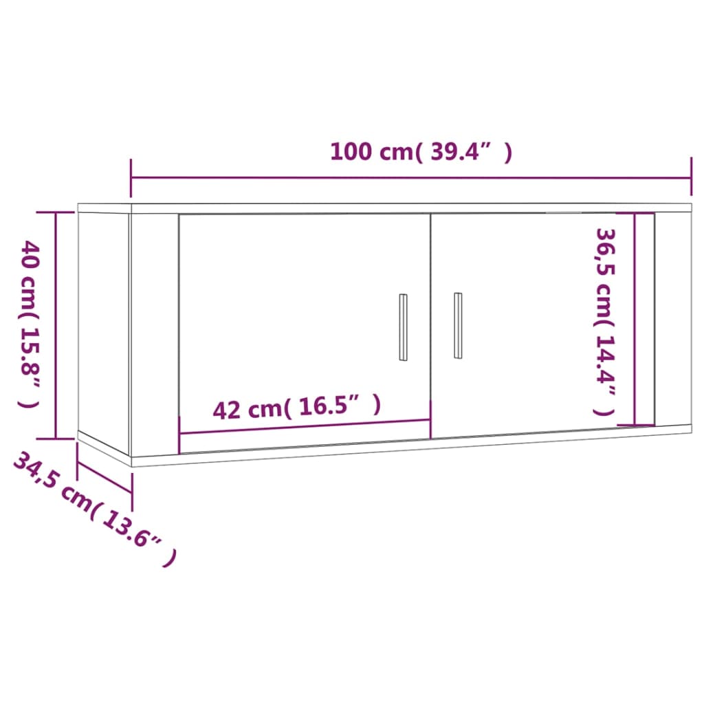 Wall-mounted TV Cabinets 3 pcs High Gloss White 100x34.5x40 cm