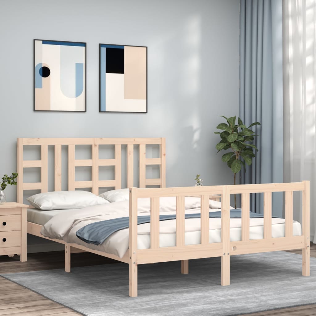 Bed Frame without Mattress 140x200 cm Solid Wood Pine