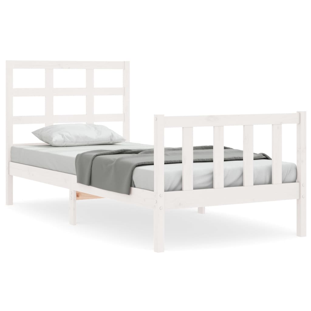 Bed Frame without Mattress White Small Single Solid Wood Pine