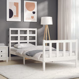 Bed Frame without Mattress White Small Single Solid Wood Pine