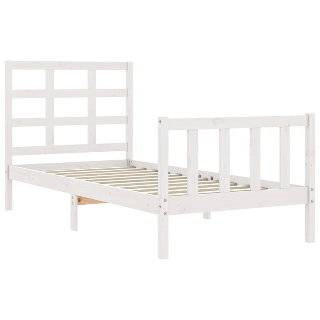 Bed Frame without Mattress White Small Single Solid Wood Pine