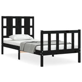 Bed Frame without Mattress Black 90x190 cm Single Solid Wood Pine