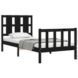 Bed Frame without Mattress Black 90x190 cm Single Solid Wood Pine