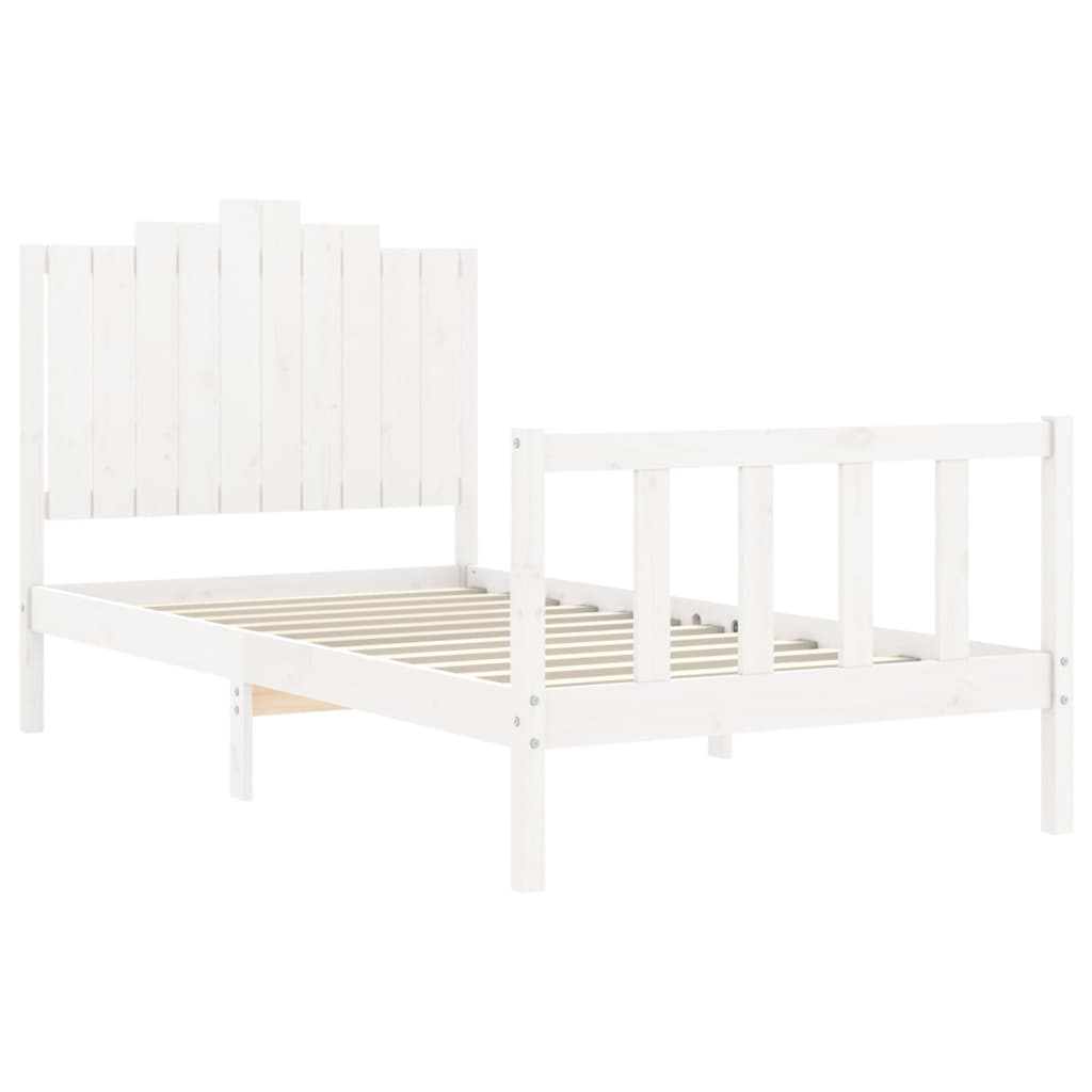 Bed Frame without Mattress White 100x200 cm Solid Wood Pine