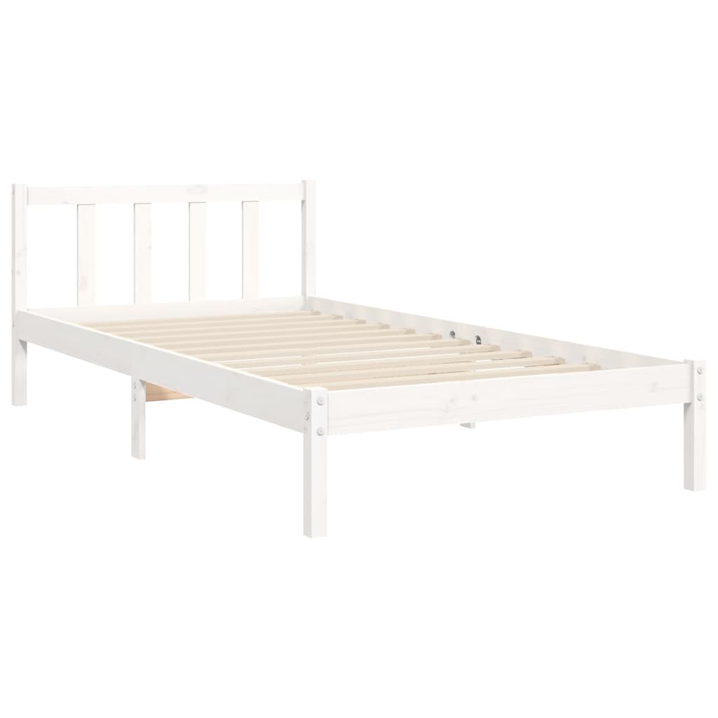 Bed Frame without Mattress White 100x200 cm Solid Wood Pine