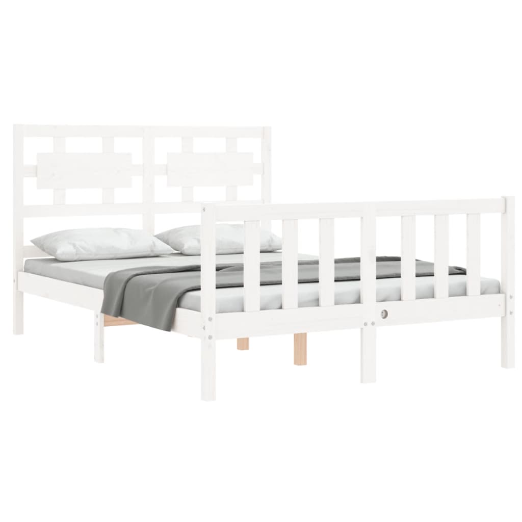 Bed Frame without Mattress White 140x200 cm Solid Wood Pine