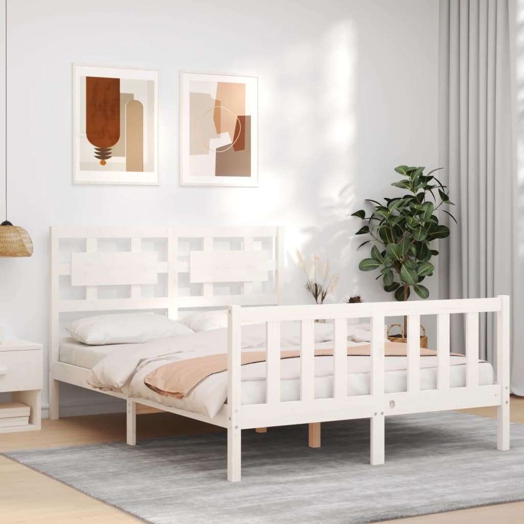 Bed Frame without Mattress White 140x200 cm Solid Wood Pine