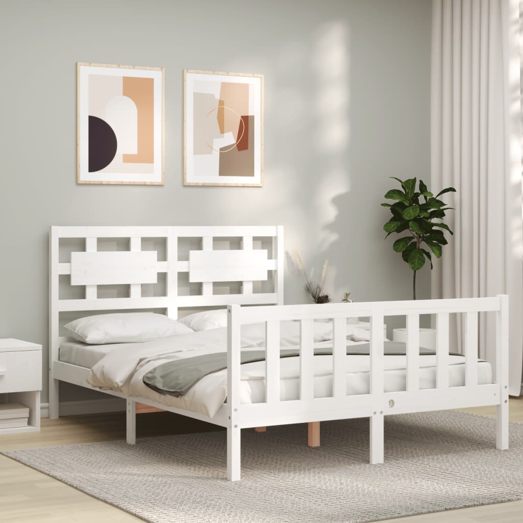 Bed Frame without Mattress White 140x200 cm Solid Wood Pine