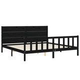 Bed Frame without Mattress Black 200x200 cm Solid Wood Pine