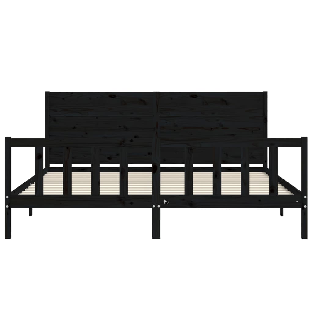 Bed Frame without Mattress Black 200x200 cm Solid Wood Pine