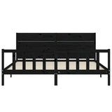 Bed Frame without Mattress Black 200x200 cm Solid Wood Pine