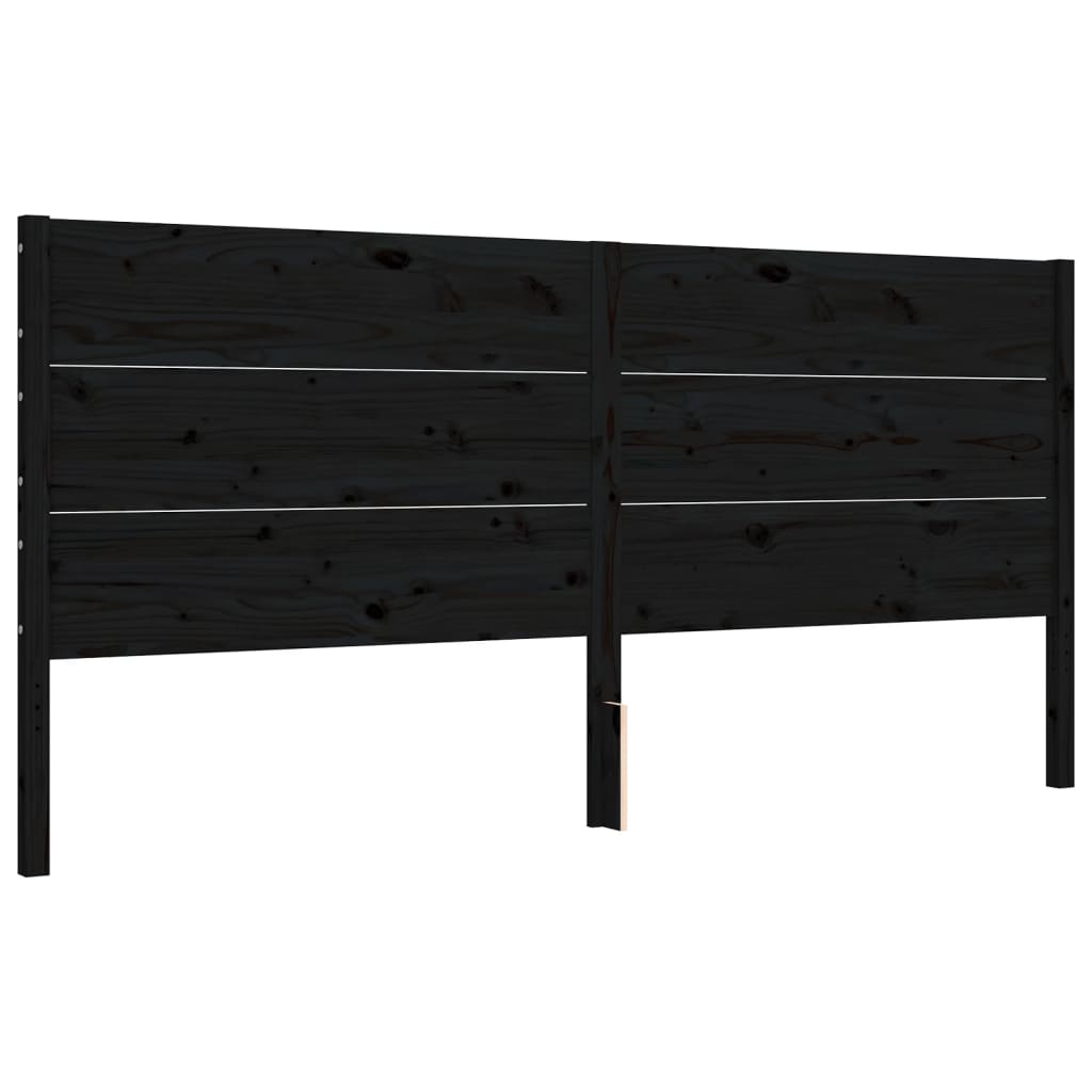 Bed Frame without Mattress Black 200x200 cm Solid Wood Pine