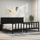 Bed Frame without Mattress Black 200x200 cm Solid Wood Pine