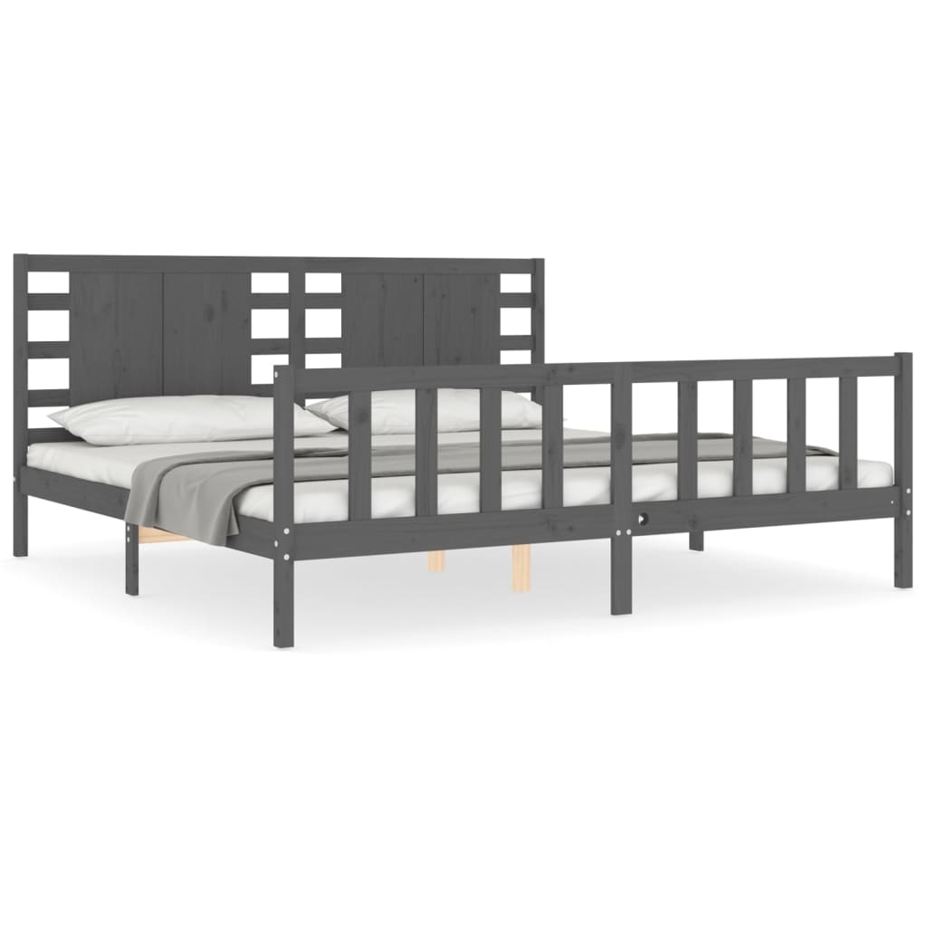 Bed Frame without Mattress Grey 200x200 cm Solid Wood Pine