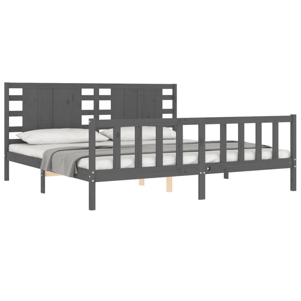 Bed Frame without Mattress Grey 200x200 cm Solid Wood Pine