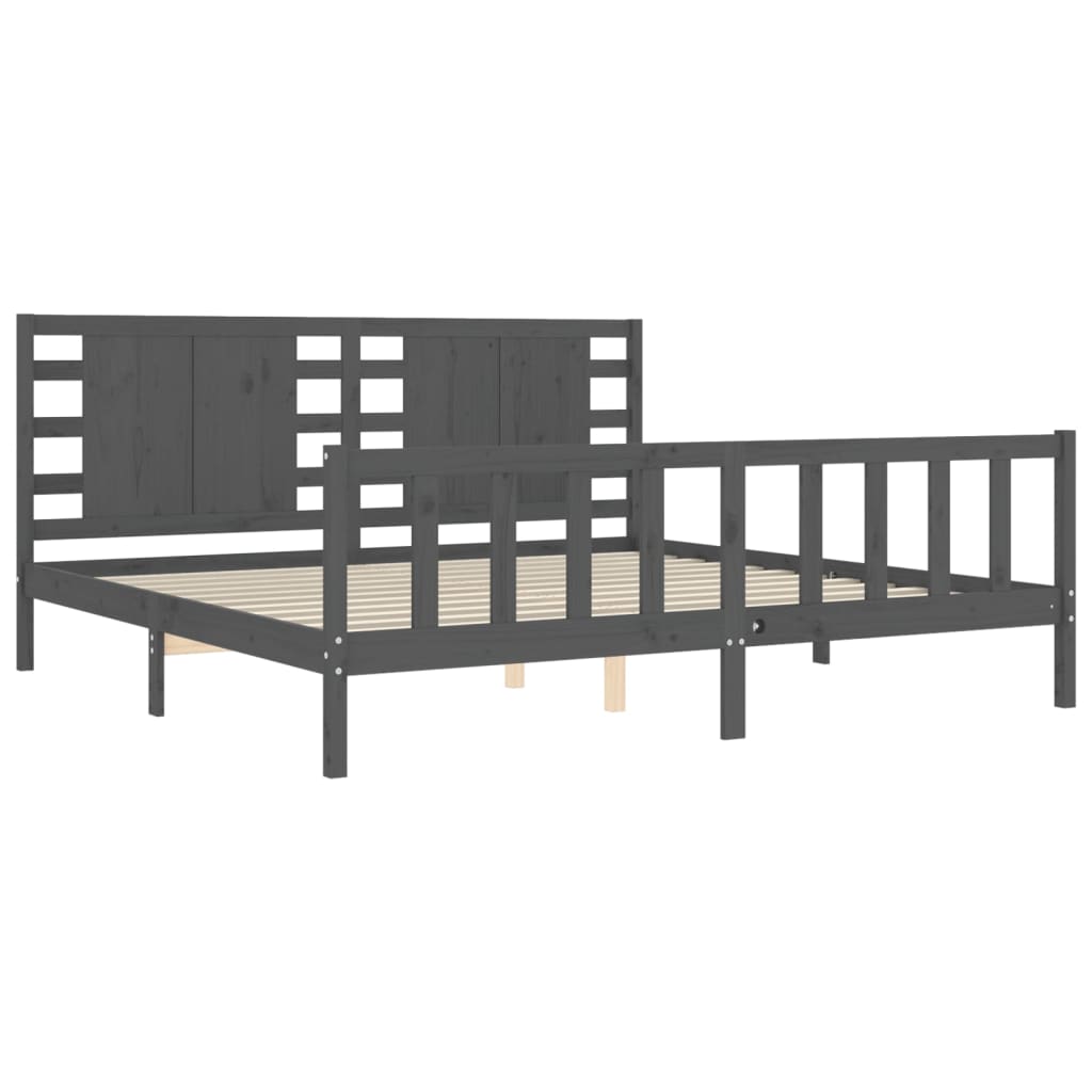 Bed Frame without Mattress Grey 200x200 cm Solid Wood Pine