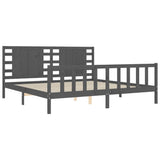 Bed Frame without Mattress Grey 200x200 cm Solid Wood Pine