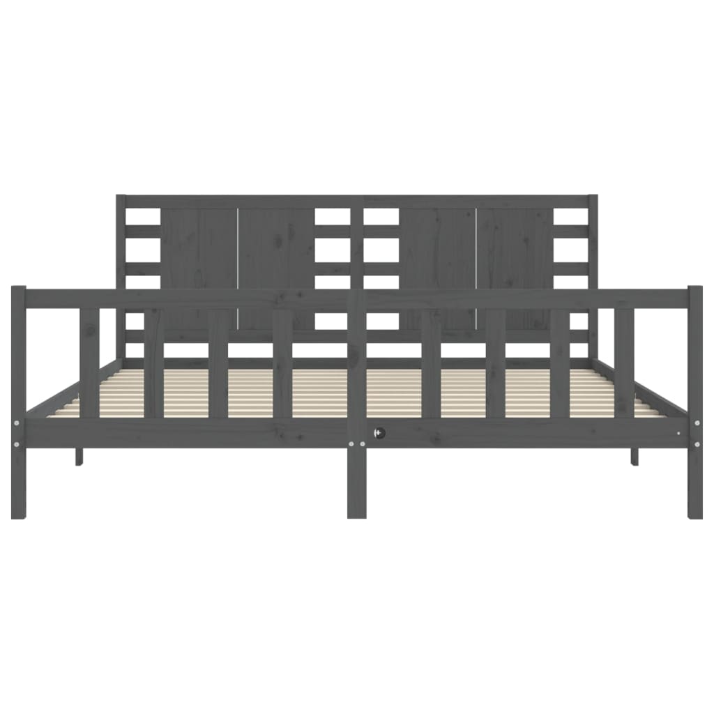 Bed Frame without Mattress Grey 200x200 cm Solid Wood Pine