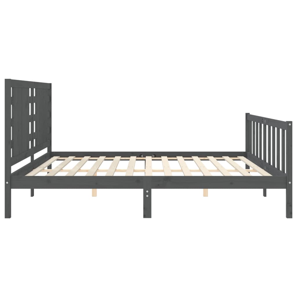 Bed Frame without Mattress Grey 200x200 cm Solid Wood Pine