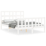 Bed Frame without Mattress White Small Double Solid Wood Pine