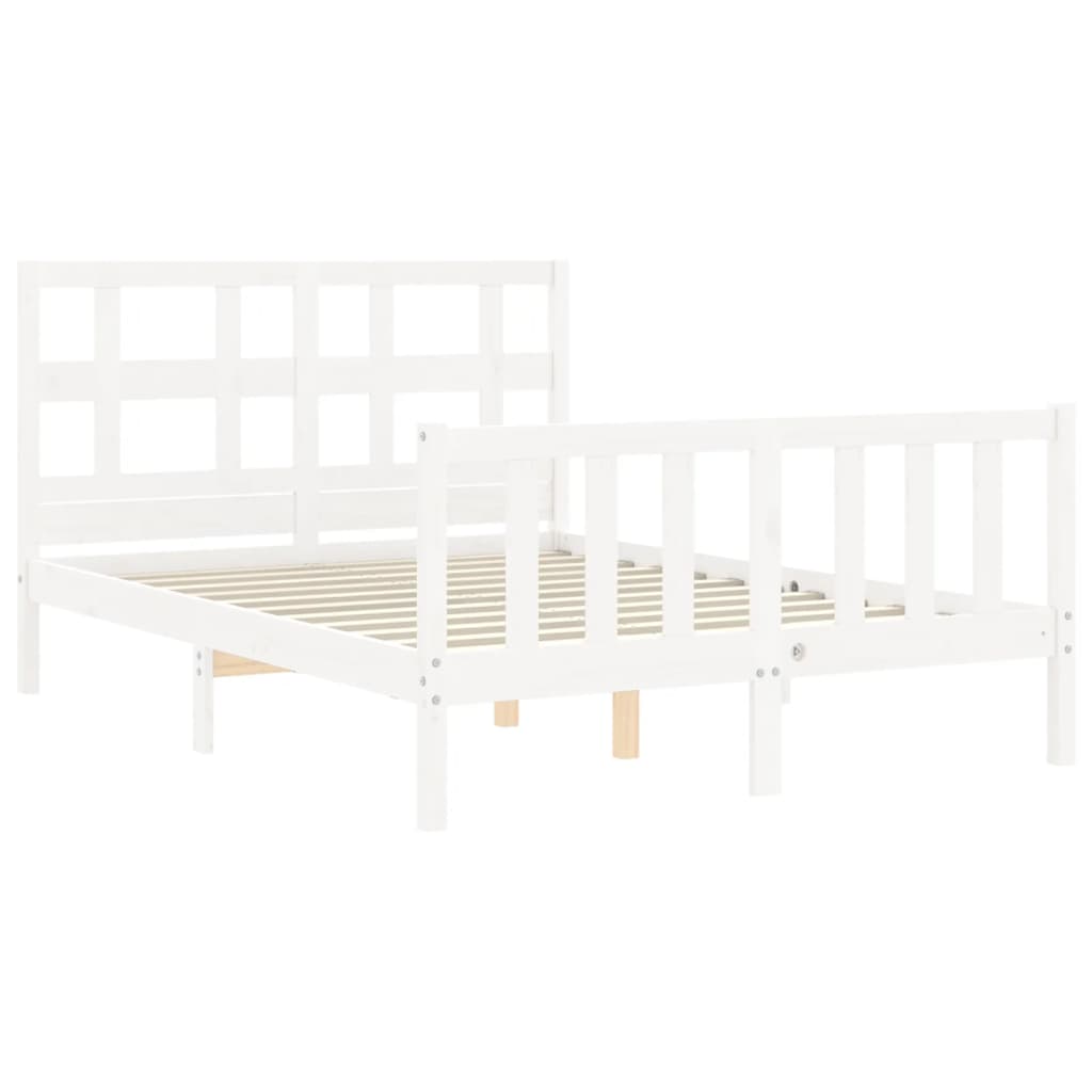 Bed Frame without Mattress White Small Double Solid Wood Pine