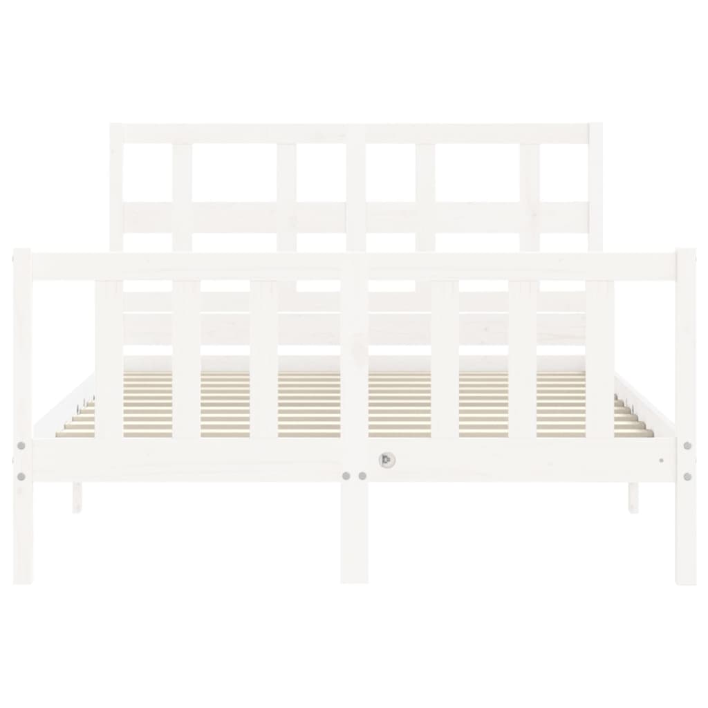 Bed Frame without Mattress White Small Double Solid Wood Pine