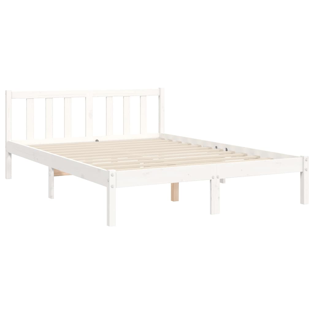 Bed Frame without Mattress White Small Double Solid Wood Pine