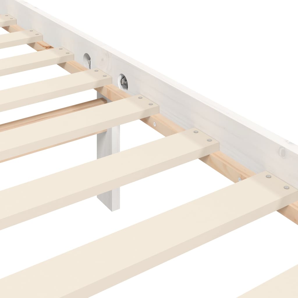 Bed Frame without Mattress White Small Double Solid Wood Pine