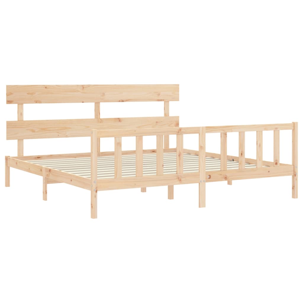 Bed Frame without Mattress Super King Size Solid Wood Pine