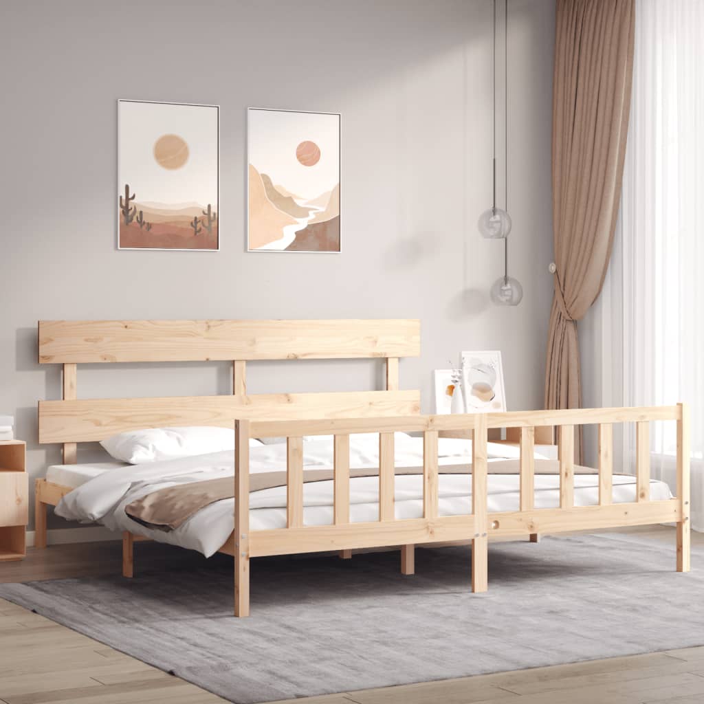 Bed Frame without Mattress Super King Size Solid Wood Pine