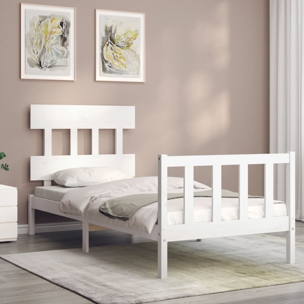 Bed Frame without Mattress White 100x200 cm Solid Wood Pine