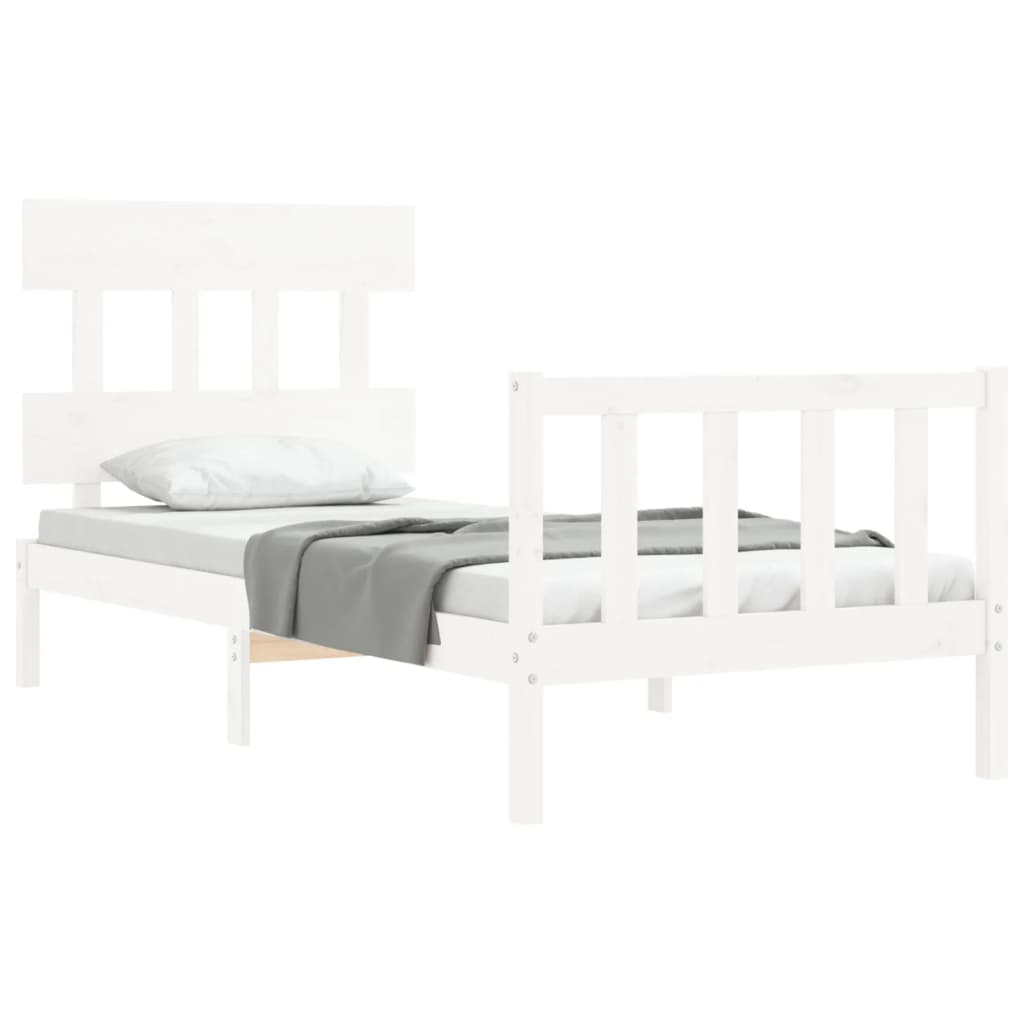 Bed Frame without Mattress White 100x200 cm Solid Wood Pine