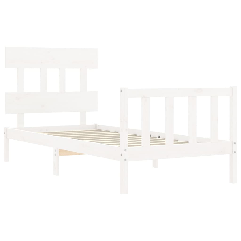 Bed Frame without Mattress White 100x200 cm Solid Wood Pine