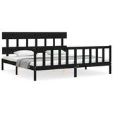 Bed Frame without Mattress Black 200x200 cm Solid Wood Pine