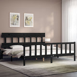 Bed Frame without Mattress Black 200x200 cm Solid Wood Pine