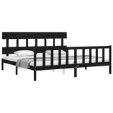 Bed Frame without Mattress Black 200x200 cm Solid Wood Pine