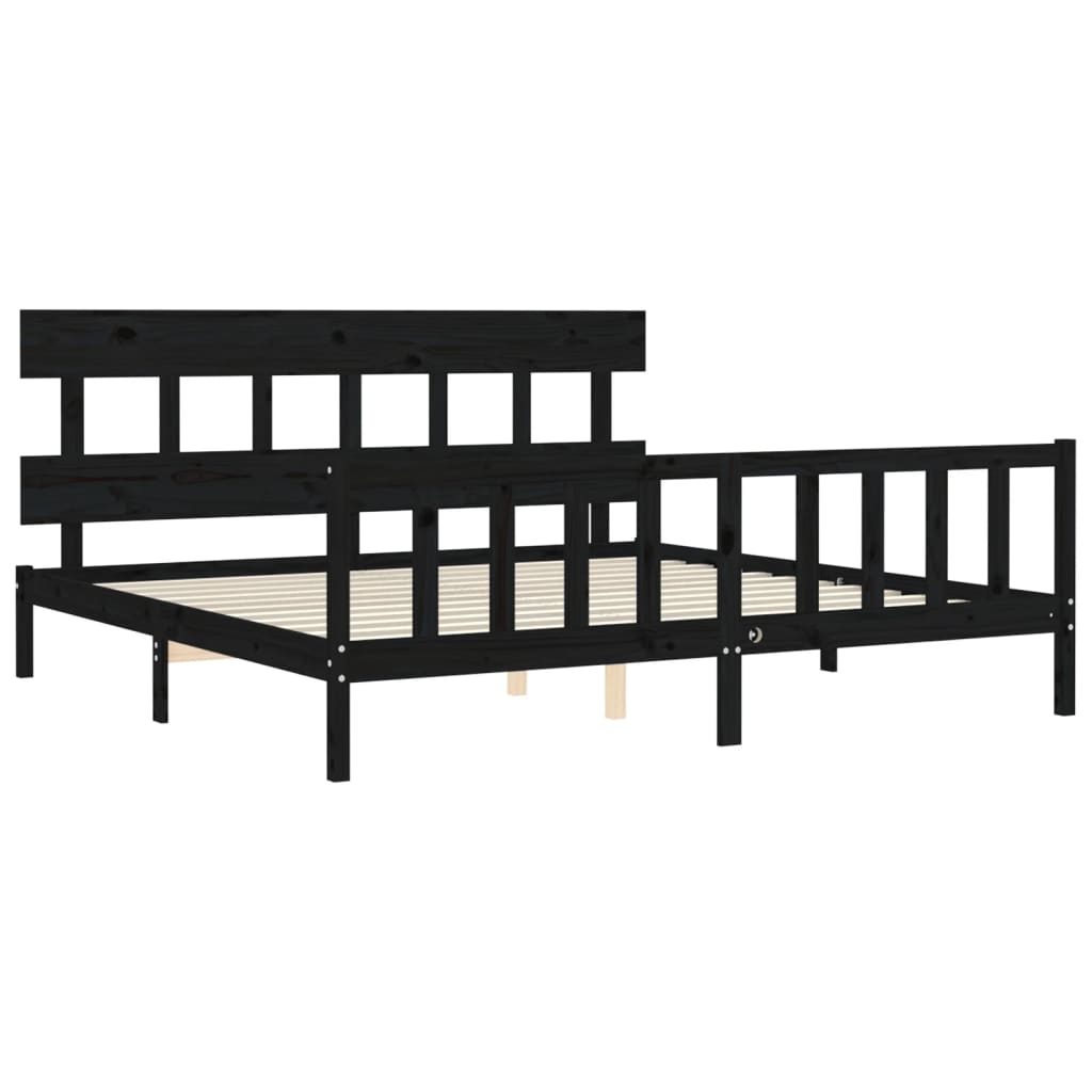 Bed Frame without Mattress Black 200x200 cm Solid Wood Pine