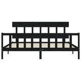 Bed Frame without Mattress Black 200x200 cm Solid Wood Pine