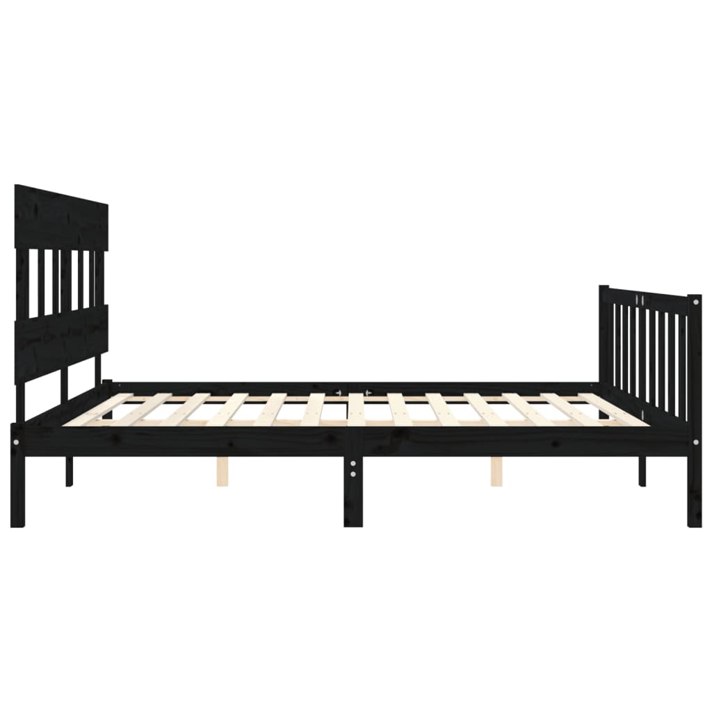 Bed Frame without Mattress Black 200x200 cm Solid Wood Pine