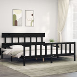 Bed Frame without Mattress Black 200x200 cm Solid Wood Pine