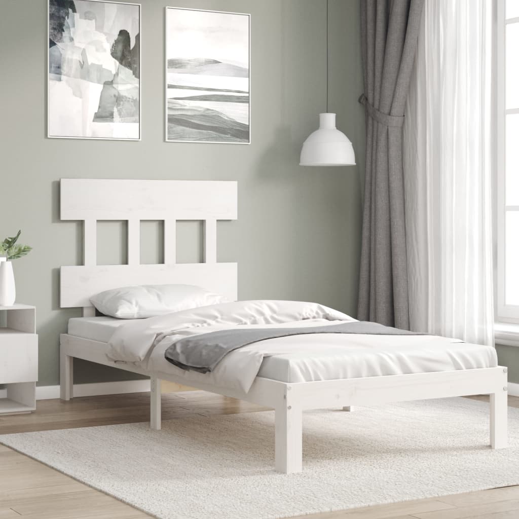 Bed Frame without Mattress White 90x200 cm Solid Wood Pine