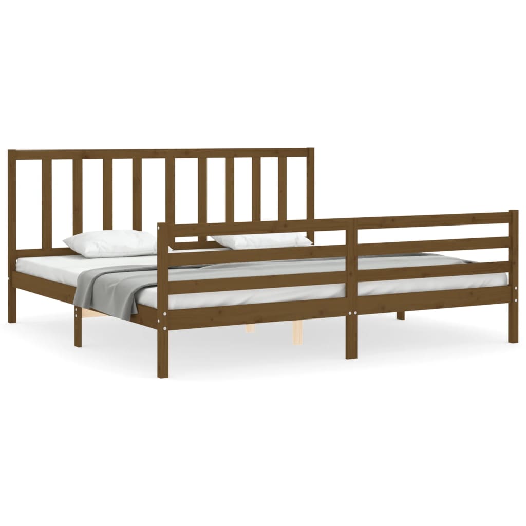 Bed Frame without Mattress Honey Brown 200x200 cm Solid Wood Pine