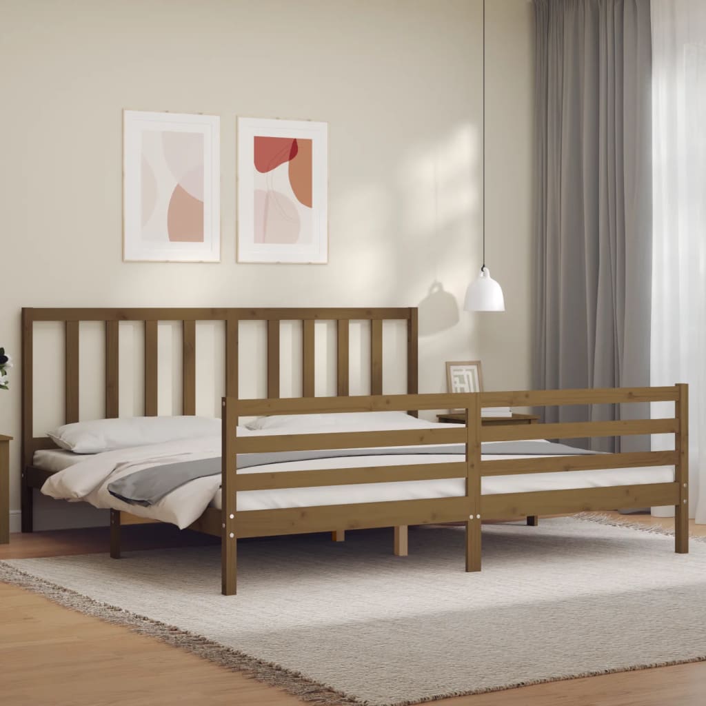 Bed Frame without Mattress Honey Brown 200x200 cm Solid Wood Pine