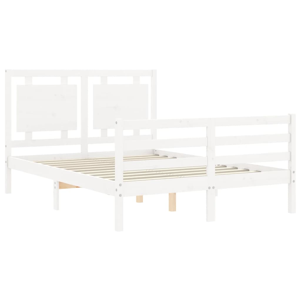 Bed Frame without Mattress White Small Double Solid Wood