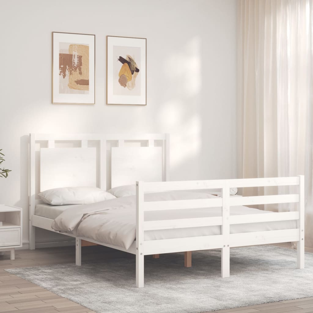 Bed Frame without Mattress White 140x200 cm Solid Wood