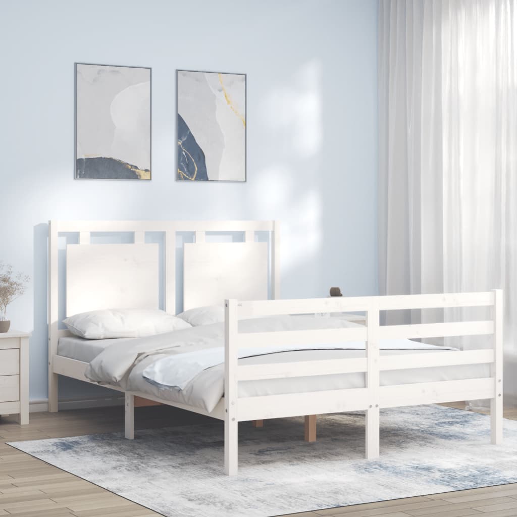 Bed Frame without Mattress White 140x200 cm Solid Wood