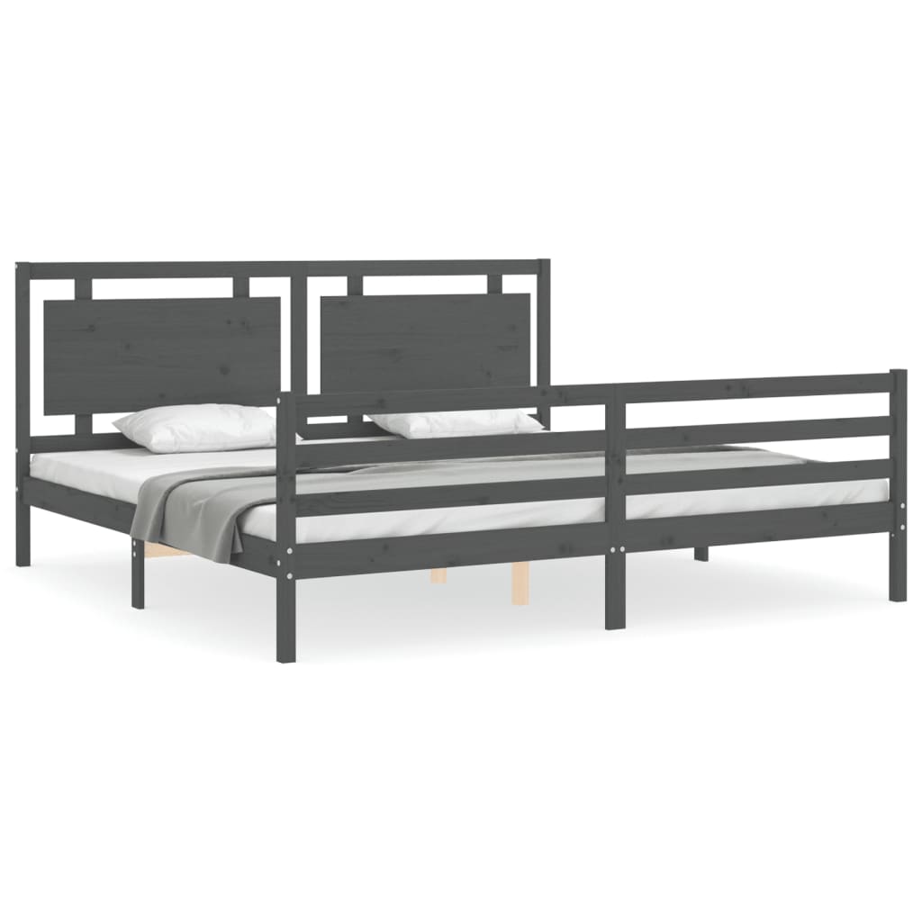 Bed Frame without Mattress Grey 200x200 cm Solid Wood