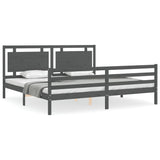 Bed Frame without Mattress Grey 200x200 cm Solid Wood