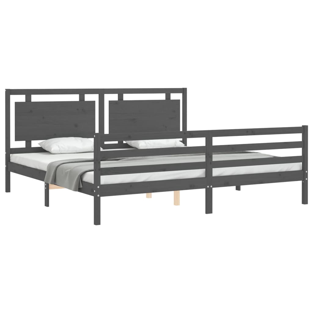 Bed Frame without Mattress Grey 200x200 cm Solid Wood